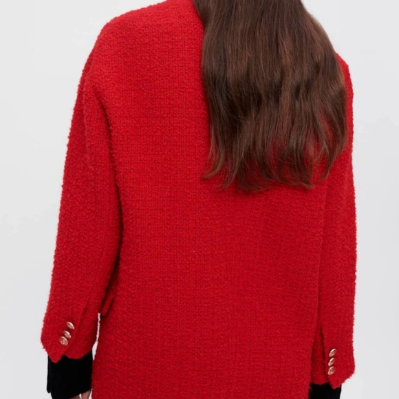 Maje Fancy Red Tweed Coat - Picture 5 of 10